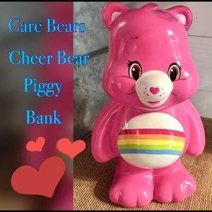 Care Bears Cheer Bear Rainbow Bear Bank 8” tall